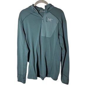 Arc'teryx Men's Half-Zip Hooded Fleece Pullover Size M Teal/Sage Green